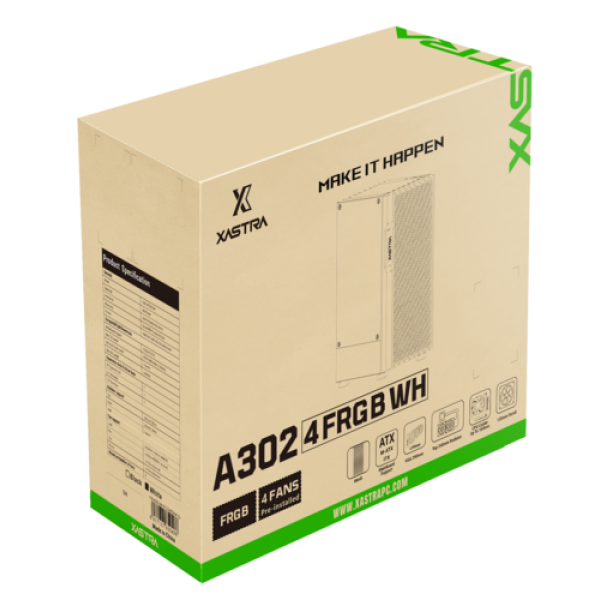 Корпус XASTRA A302 [A302-WH-FC120FRGB-4F-GL] белый