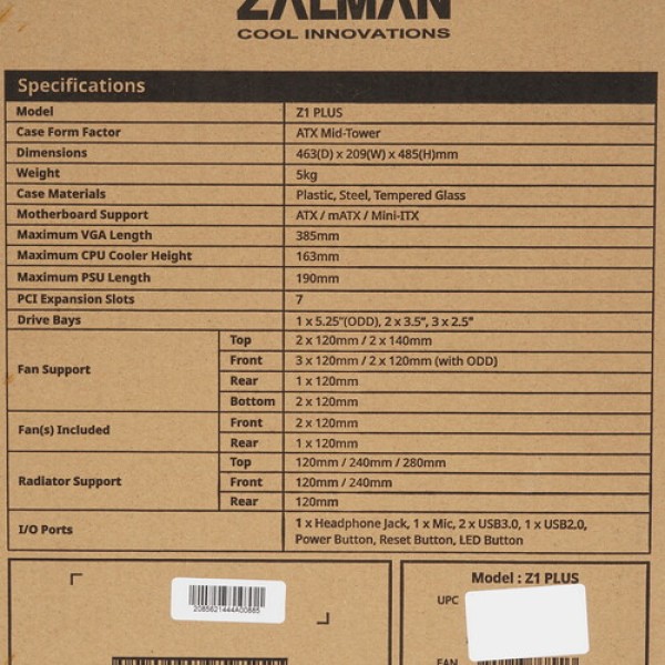 Корпус ZALMAN Z1 PLUS черный