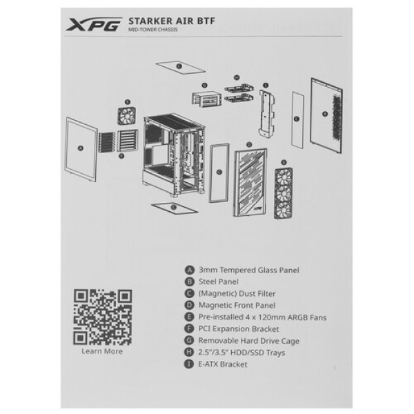 Корпус XPG STARKER AIR BTF [STARKERAIRBTFMTA-WHCWW] белый