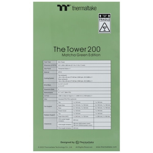 Корпус Thermaltake The Tower 200 Matcha Green [CA-1X9-00SEWN-00] зеленый