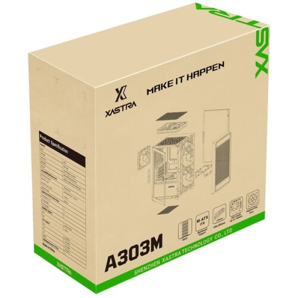 Корпус XASTRA A303M 3ARGB WH [A303M-2FC14A-1FC12A-D-WH] белый