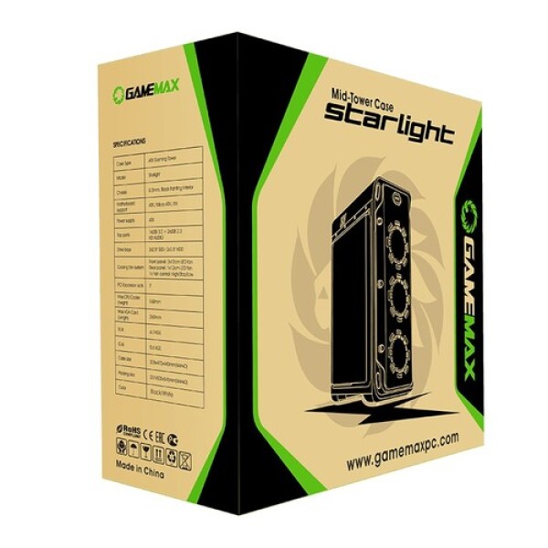 Корпус GameMax StarLight FRGB WT [StarLightFRGBWT] белый
