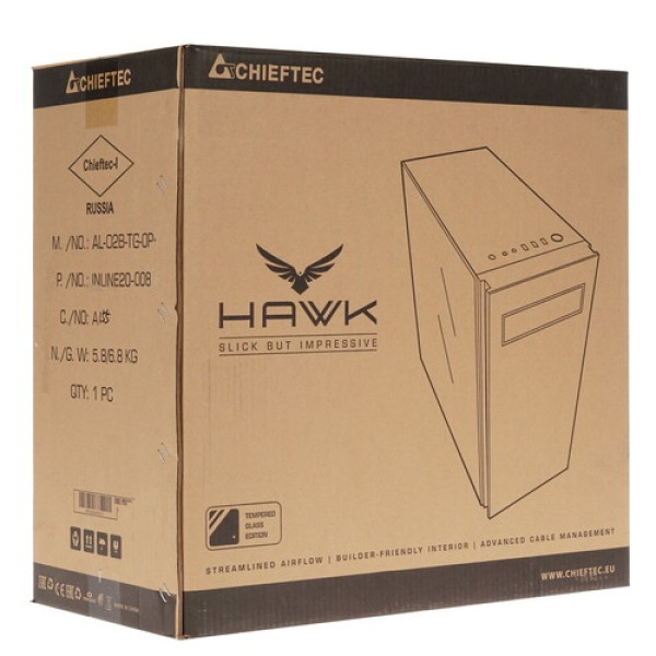 Корпус Chieftec HAWK [AL-02B-TG-OP] черный