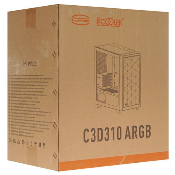 Корпус PCCooler C3D310 WH ARGB [C3D310-WHP2-GL] белый
