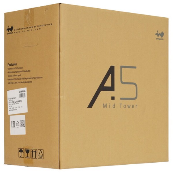 Корпус InWin A5 Mid-Tower Black [IW-CS-A5BLK-1AM120S] черный