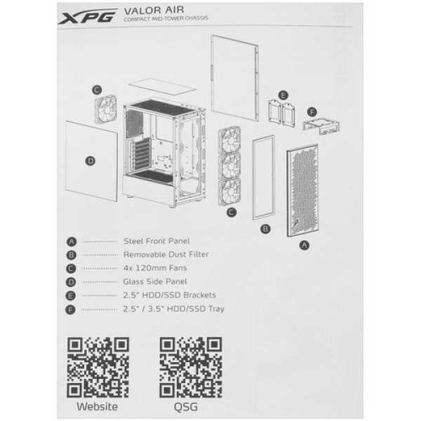 Корпус ADATA XPG VALOR AIR белый