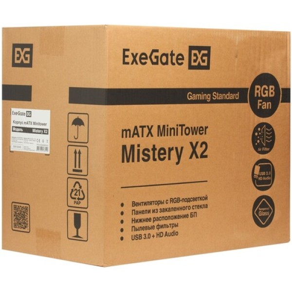 Корпус ExeGate Mistery X2-NPX500 [EX294482RUS] черный