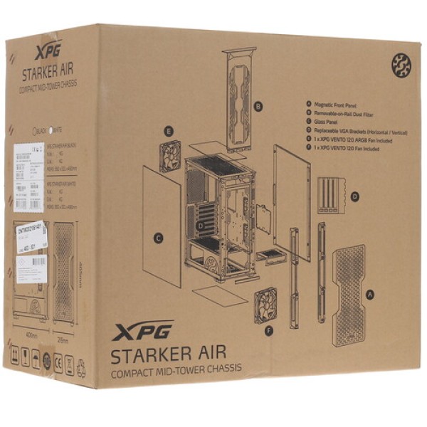 Корпус ADATA XPG STARKER AIR [STARKERAIR-WHCWW] белый