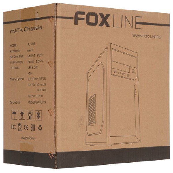 Корпус Foxline FL-702 [FL-702-FZ500R] черный