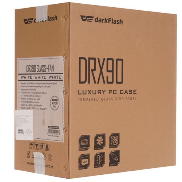 Корпус DarkFlash DRX90 [DC-DRX90 GLASS-W-HQ4] белый