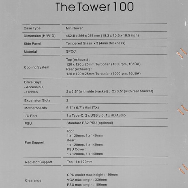 Корпус Thermaltake The Tower 100 [CA-1R3-00S1WN-00] черный