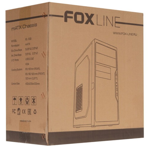 Корпус Foxline FL-733 [FL-733-FZ500R] черный
