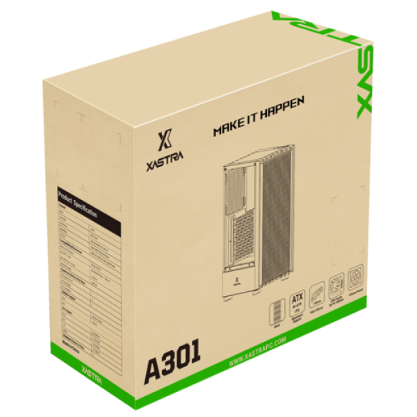 Корпус XASTRA A301 [A301-BK-FC120FRGB-4F-GL] черный