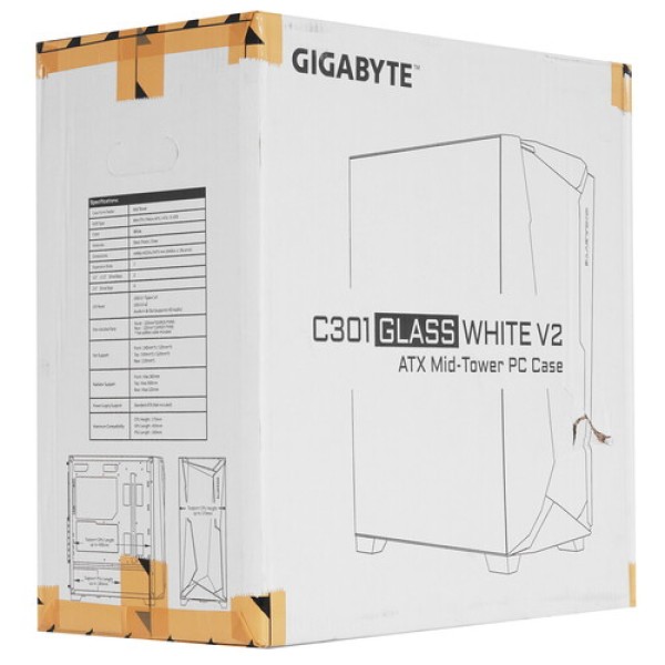 Корпус GIGABYTE C301 GLASS WHITE V2 [28300-GC301W-1CKR] белый