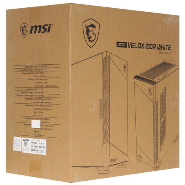 Корпус MSI MPG VELOX 100R WHITE [306-7G18W22-809] белый