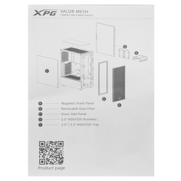Корпус ADATA XPG VALOR MESH [VALORMESHWOF-BKCWW] черный