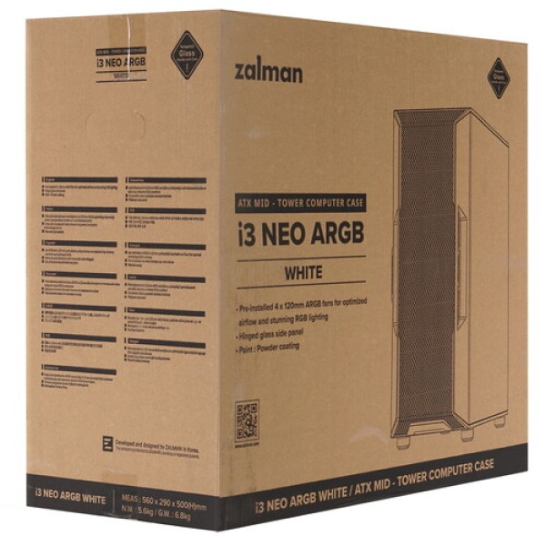 Корпус Zalman i3 NEO ARGB [I3 NEO ARGB White] белый