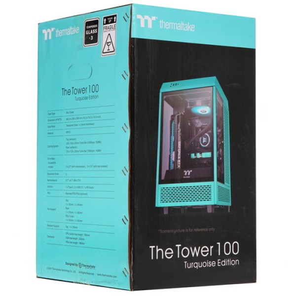 Корпус Thermaltake The Tower 100 Turquoise [CA-1R3-00SBWN-00] бирюзовый