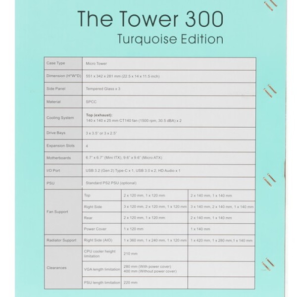 Корпус Thermaltake The Tower 300 Turquoise [CA-1Y4-00SBWN-00] бирюзовый