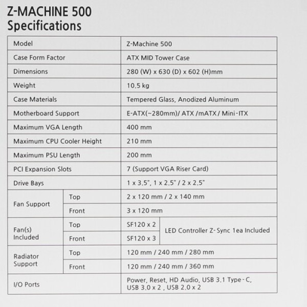 Корпус ZALMAN Z-Machine 500 [Z-Machine 500] черный