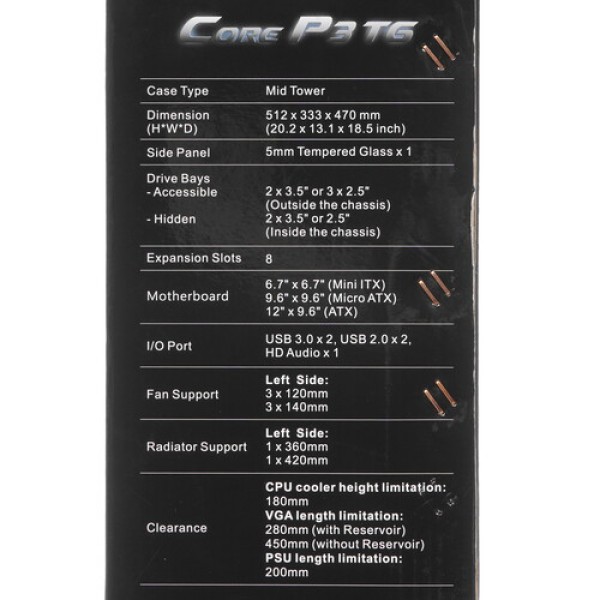 Корпус Thermaltake Core P3 TG [CA-1G4-00M1WN-06] черный