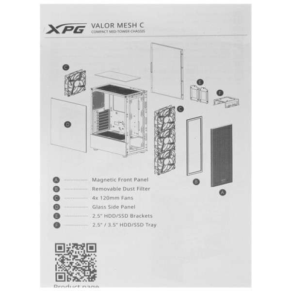Корпус ADATA XPG VALOR MESH C [VALORMESHC4VA-BKCWW] черный