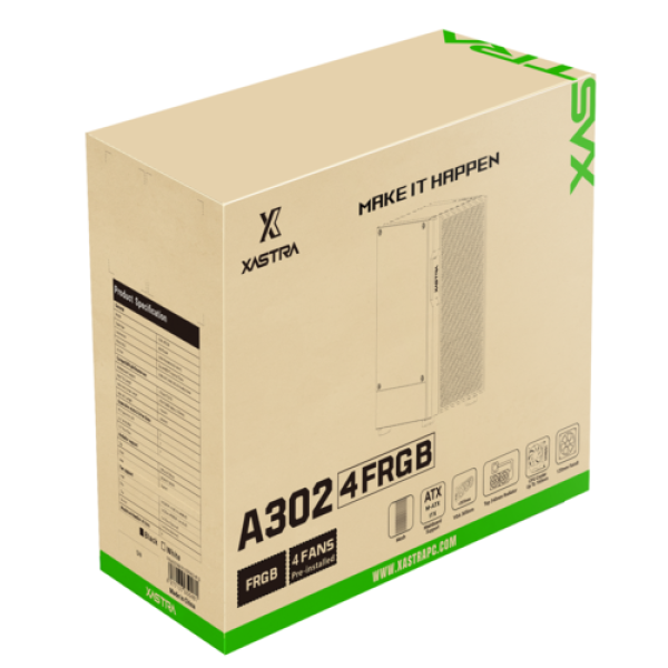 Корпус XASTRA A302 [A302-BK-FC120FRGB-4F-GL] черный