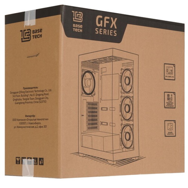 Корпус BaseTech eXtreme GFX-05 [BT-GFX-05W-TG-4F-RGB] белый
