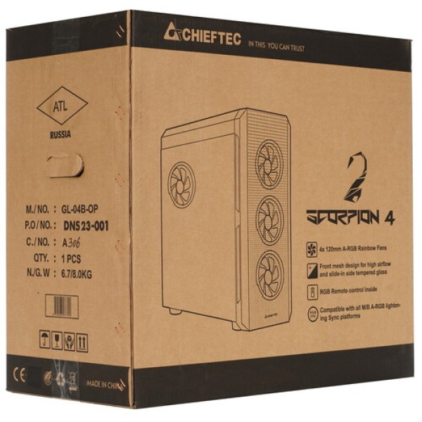 Корпус Chieftec Scorpion 4 [GL-04B-OP] черный