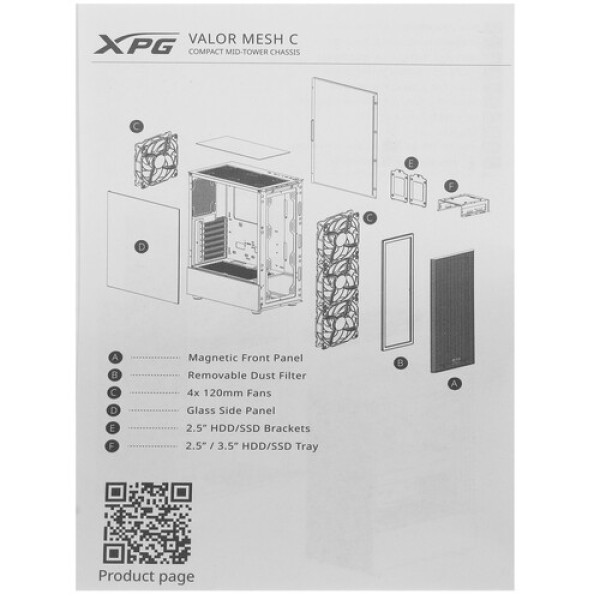 Корпус ADATA XPG VALOR MESH C [VALORMESHC4VA-WHCWW] белый