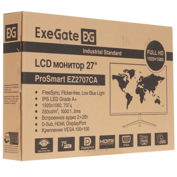 27" Монитор ExeGate ProSmart EZ2707CA черный