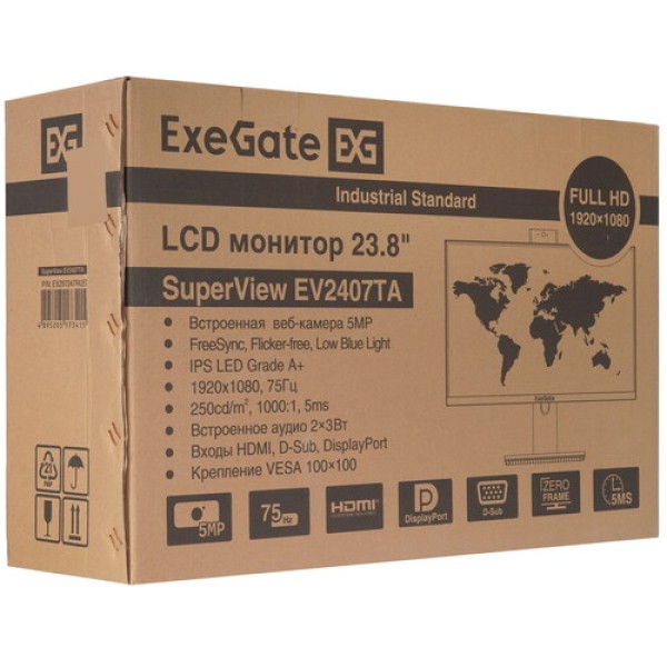 23.8" Монитор ExeGate SuperView EV2407TA черный
