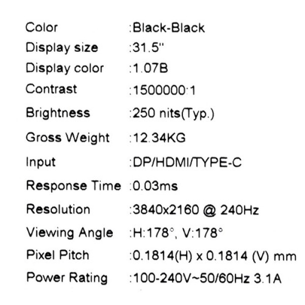 31.5" Монитор MSI MPG 321URX QD-OLED черный