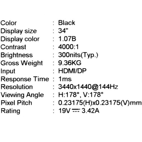 34" Монитор MSI Optix MAG342CQ черный