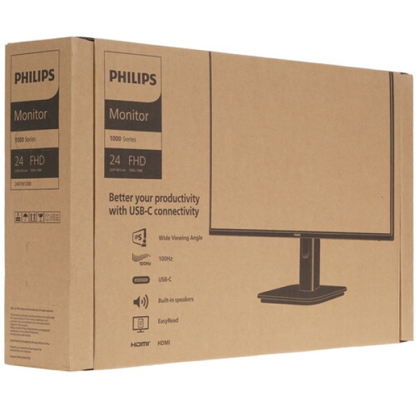 23.8" Монитор Philips 24E1N1300A черный