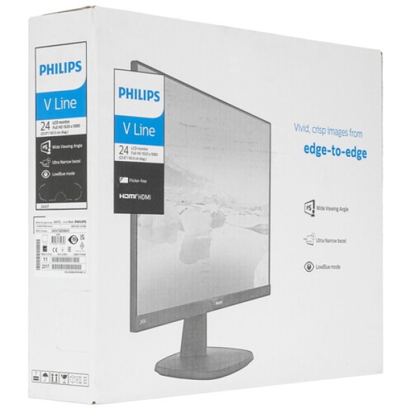 23.8" Монитор Philips 243V7QDSB/00 черный