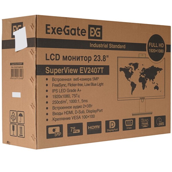 23.8" Монитор ExeGate SuperView EV2407T черный