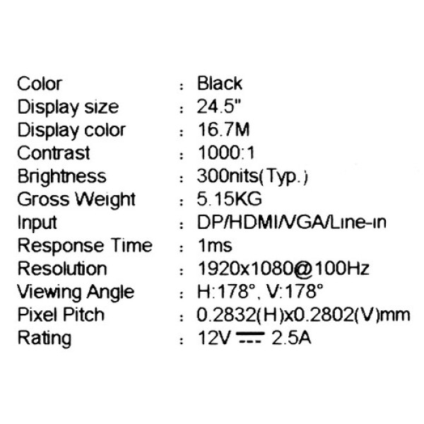 24.5" Монитор MSI PRO MP253 черный