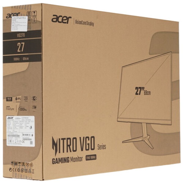 27" Монитор Acer Nitro VG270Ebmiix черный
