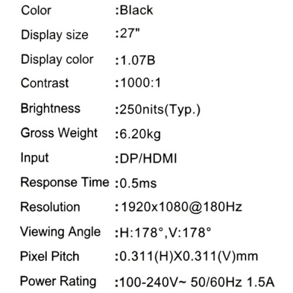 27" Монитор MSI MAG 275F черный