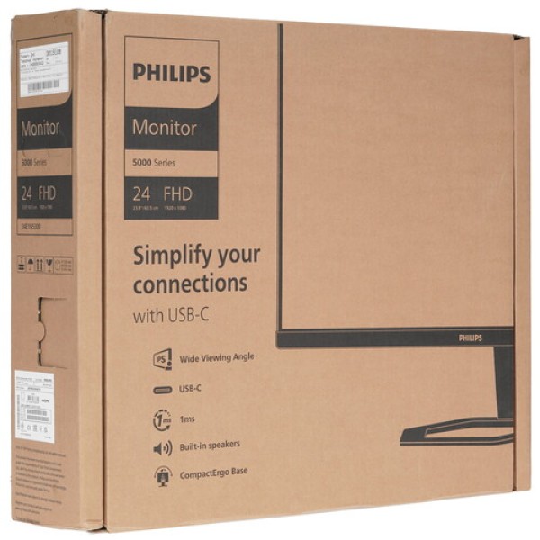 23.8" Монитор Philips 24E1N5300AE черный