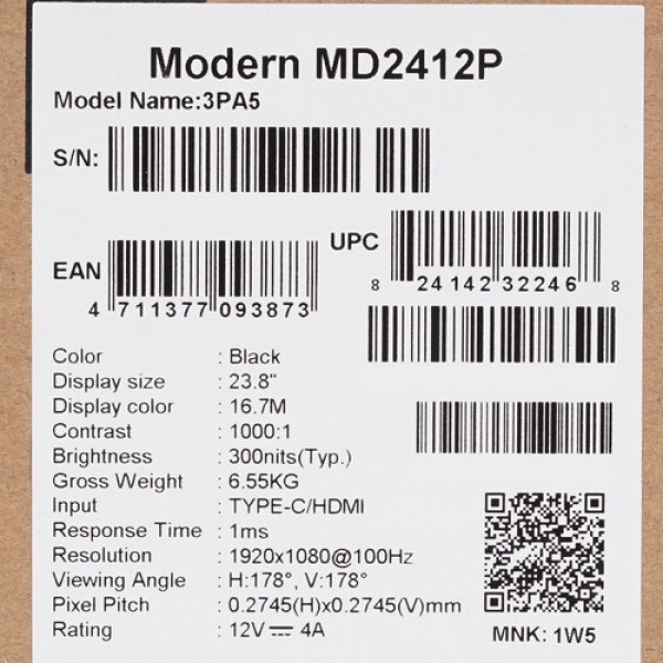 23.8" Монитор MSI Modern MD2412P черный