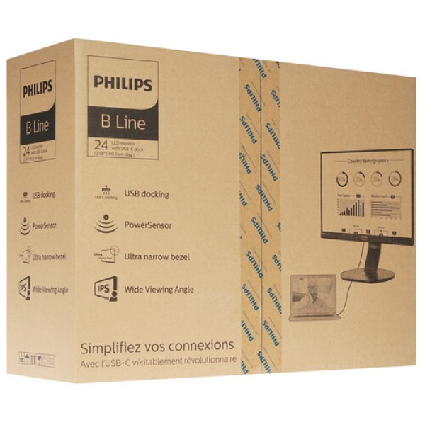 23.8" Монитор Philips 241B7QUPBEB черный