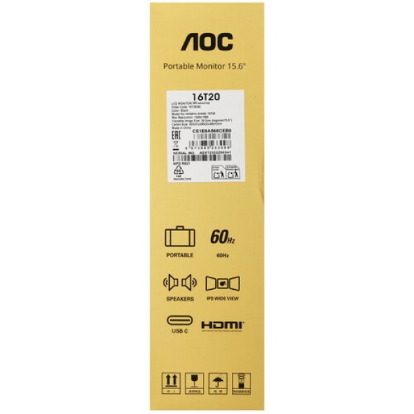15.6" Монитор AOC 16T20 черный