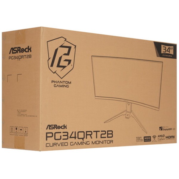 34" Монитор AsRock Phantom Gaming PG34QRT2B черный