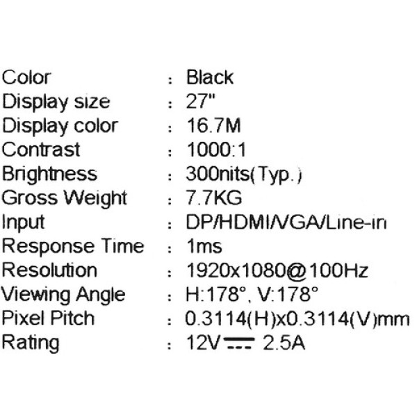 27" Монитор MSI PRO MP273AP черный