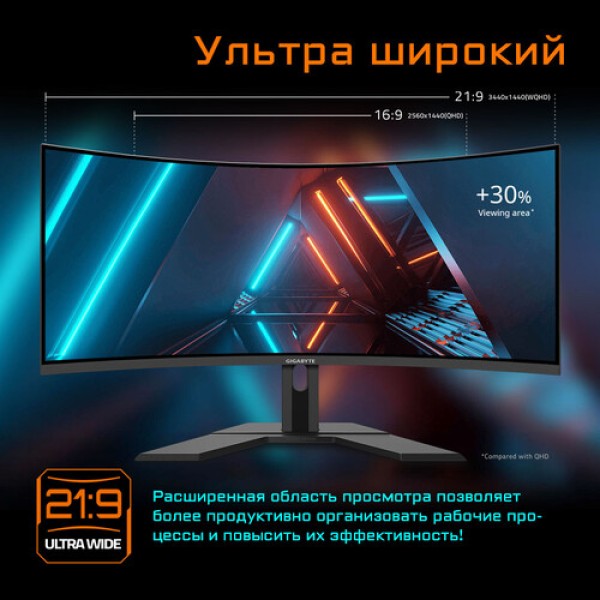 34" Монитор GIGABYTE G34WQC A-EK черный