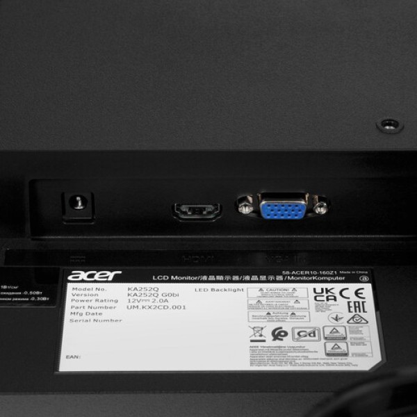 24.5" Монитор Acer KA252QG0bi черный