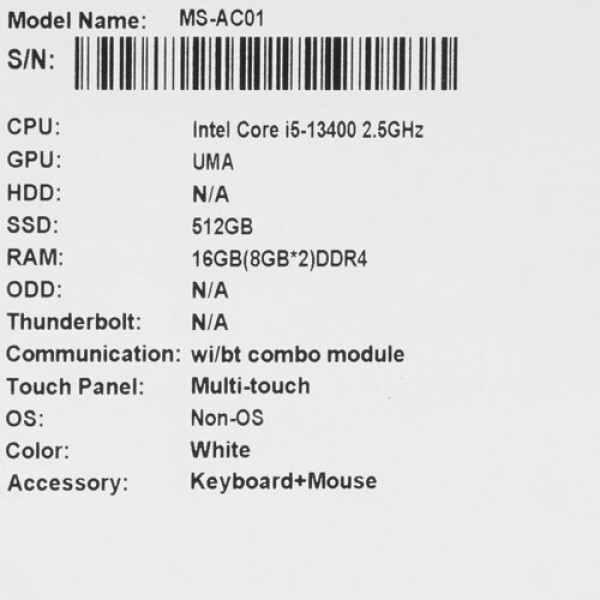 21.5" Моноблок MSI PRO AP222T 13M-083XRU [9S6-AC0112-083]