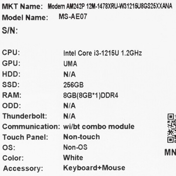 23.8" Моноблок MSI Modern AM242P 12M-1478XRU [9S6-AE0712-1478]